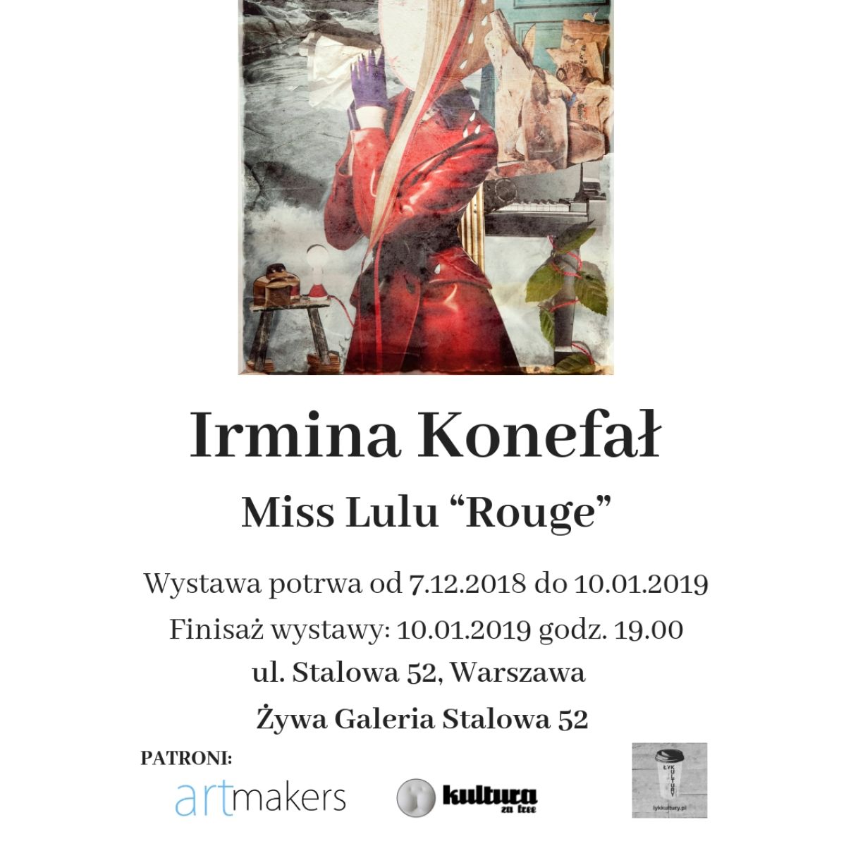 Wystawa kolaży Irminy Konefał | Miss Lulu “Rouge”