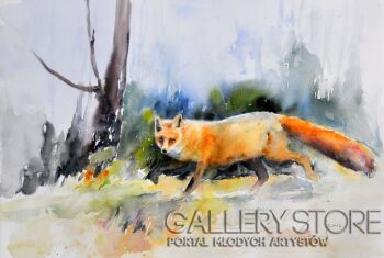 Beata van Wijngaarden-CICHY BIEG  akwarela 46x32-Akwarela