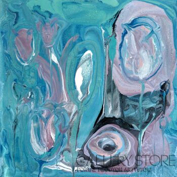 Beata van Wijngaarden-ROSES AND GUNS. AND TULIPS syntetic resin -Technika mieszana