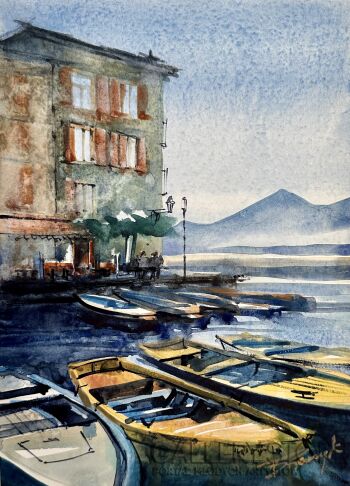 Blanka Pisarczyk-Poranek nad jeziorem Garda -Malarstwo