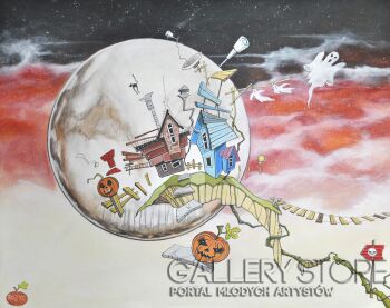Dariusz Franciszek Różyc-''KSIĘŻYC HALLOWEEN część 1''-Akryl