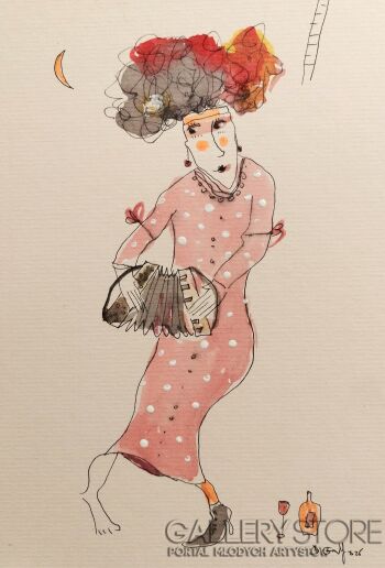 Dariusz Grajek-Akordeonistka i skrzypek...-Malarstwo