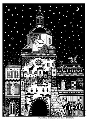Dominika Wilk-Brama Krakowska nocą-Grafiki i plakaty