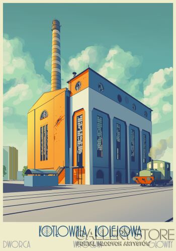 Jan Jerzmański-kotłownia kolejowa-Grafiki i plakaty