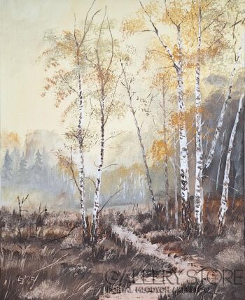 Jan Latocha-Pejzaż z brzozami-Malarstwo