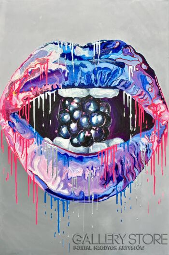 Magdalena Gawęcka-Dripping lips-Olej