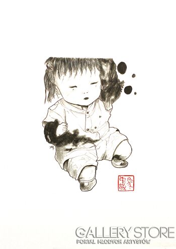 Marcin Filip Banasik-Mała dziewczynka z kleksami-Rysunek