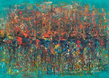 Mariola Świgulska-Przymglone światła miasta otulone turkusem-Malarstwo