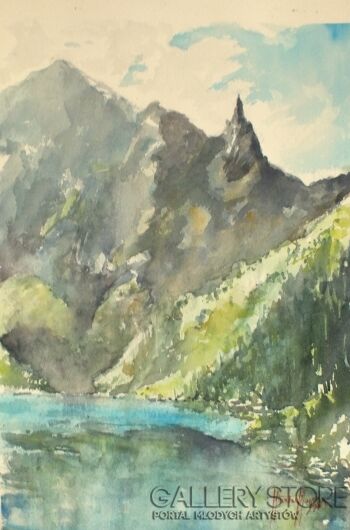 Mirosław Meger-,,Morskie Oko-widok na Mnich,,-Akwarela