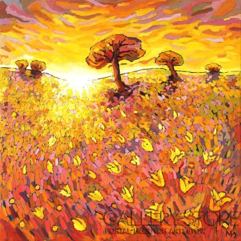 Monika Siwiec-Rozpromieniony pejzaż jesienny -Malarstwo