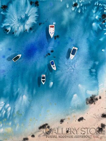 Paulina Yama-Ocean i łodzie-Malarstwo