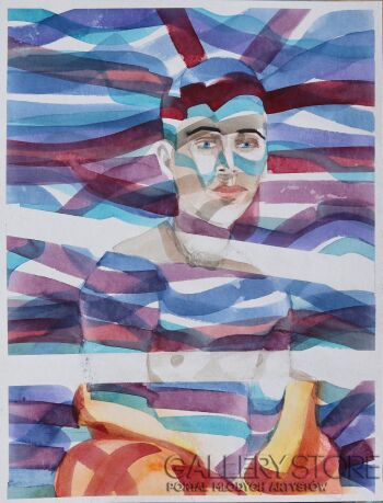 Paweł Dąbrowski-Chłopiec nad rzeką-Malarstwo