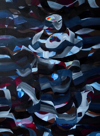 Paweł Dąbrowski-Seria "Czarne słońce" tytuł: Akt  w kapeluszu na plaży.-Malarstwo