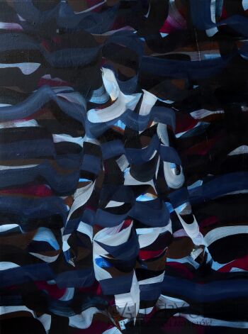 Paweł Dąbrowski-Seria "Czarne słońce" tytuł: Akt   w kąpieli.-Malarstwo