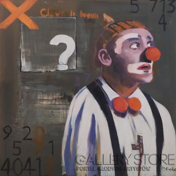 Piotr  Gola-Clown in brown-Olej