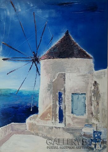 Piotr Paraniak-Wiatrak na Santorini-Olej