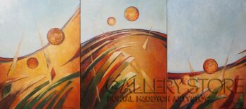 Roman Lewandowski-Dwa słońca - tryptyk-Malarstwo