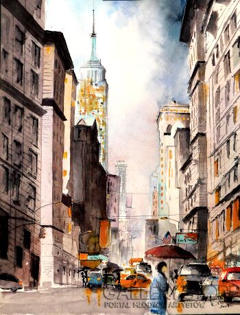 Tomasz Olszewski-Rainy NY-Akwarela