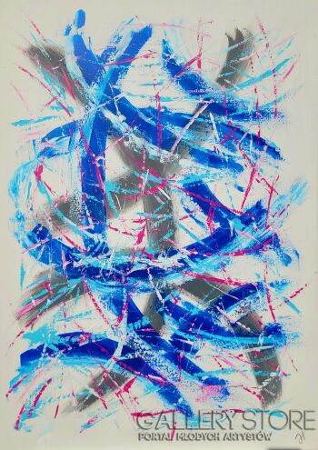 Żaneta Szpakowska-Niebiesko szara abstrakcja-Malarstwo