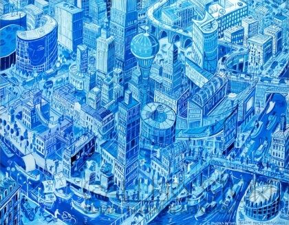 Edward Dwurnik-Idealne miasto (S_PP)-Inkografia