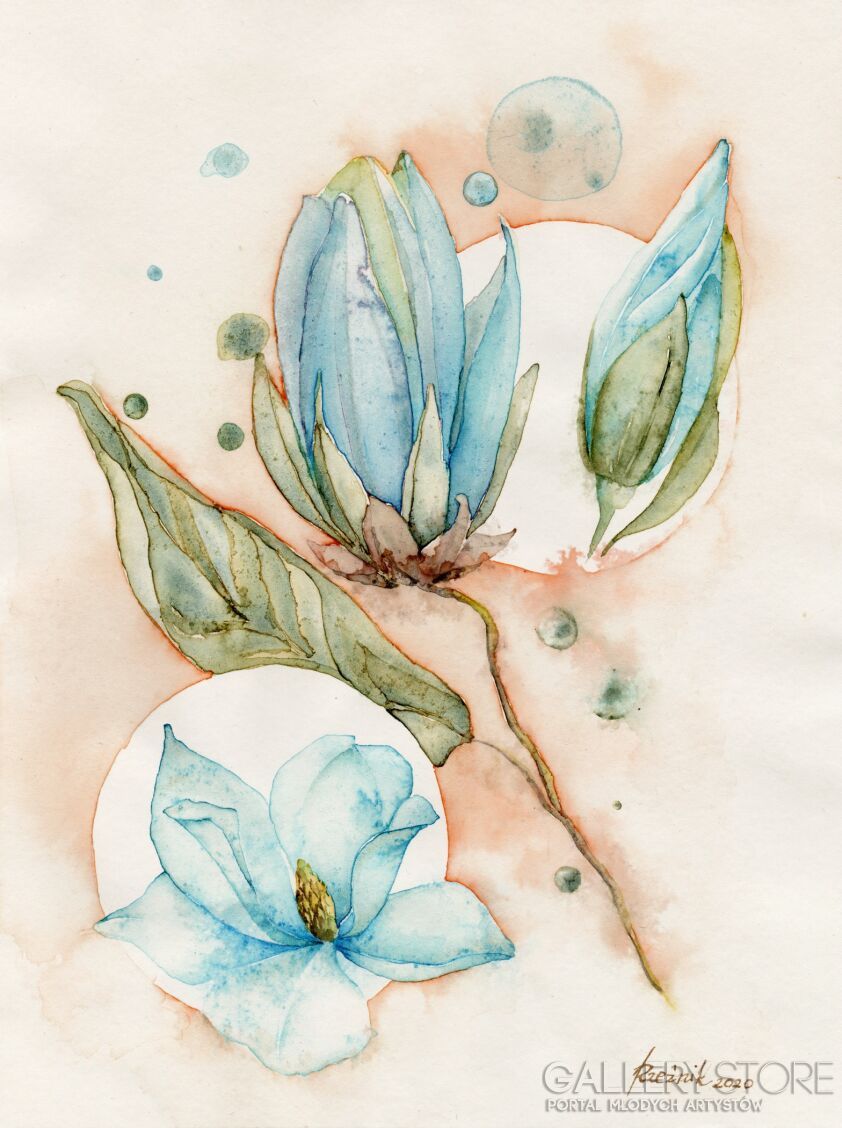 Joanna Rzeźnik-Błękitna magnolia - kompozycja nr 1-Malarstwo
