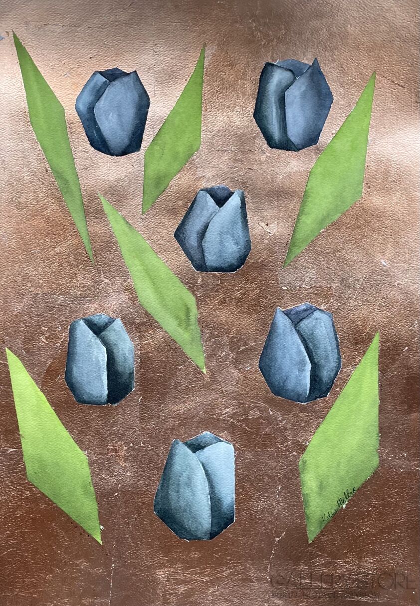 Katia Meller-Czarne Tulipany-Akwarela