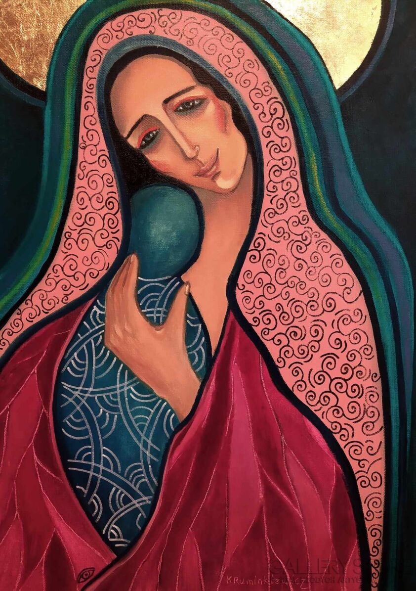 Krystyna Ruminkiewicz-Madonna z dzieciątkiem-Olej