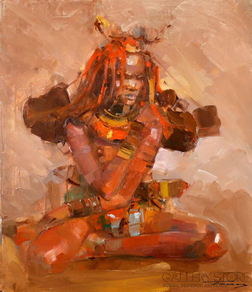 Krzysztof Tracz-Kobieta z plemienia Himba.-Olej