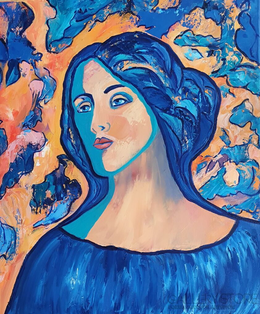 Małgorzata Burcicka-Kozieł-Błękitna dama-Olej