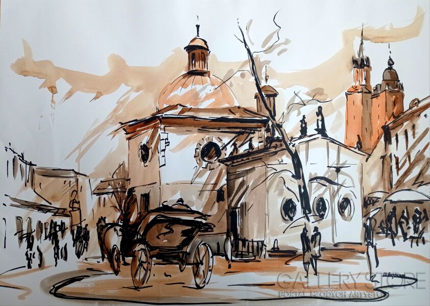 Monika Borowicz-"Kraków - Rynek"-Akwarela