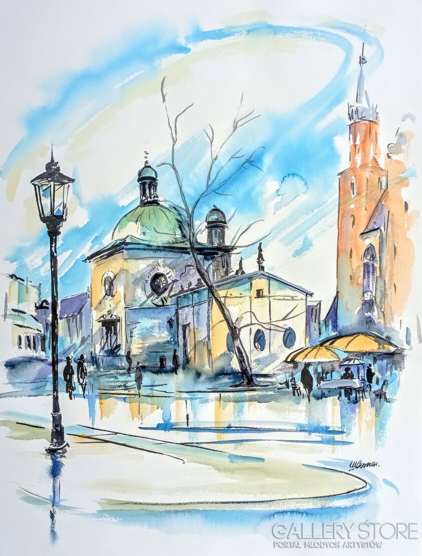 Monika Borowicz-Kraków - Rynek Główny -Akwarela