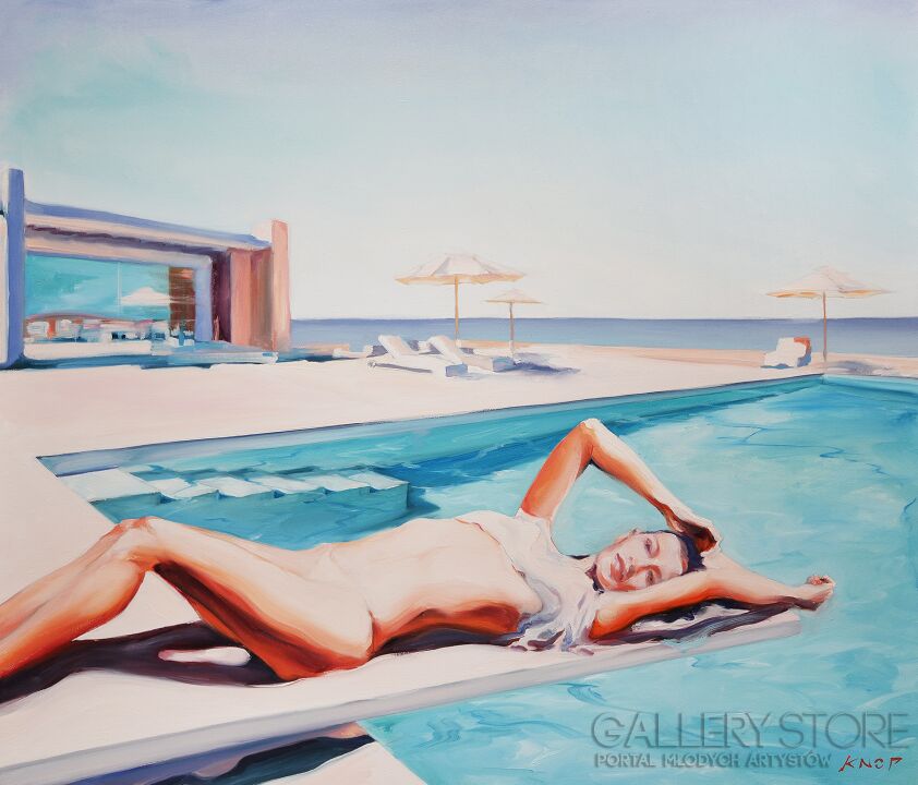 Rafał Knop-Madame VAngel '18 z cyklu Swimming Pool-Olej