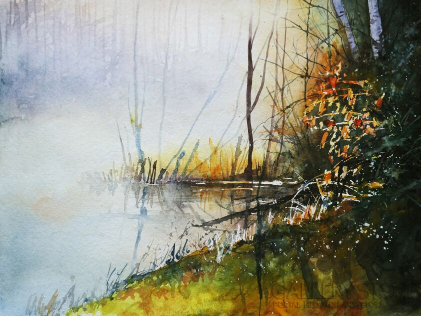 Tomasz Olszewski-Pierwszy przymrozek-Akwarela