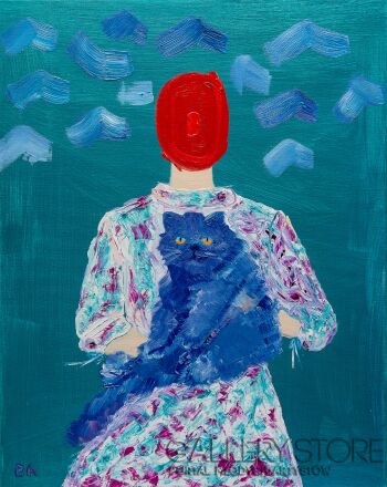 Agnieszka Brzezińska-Siostra z kotem-Olej
