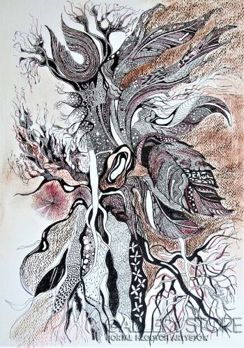 Alicja Wysocka-Kwiat w sepii-Rysunek