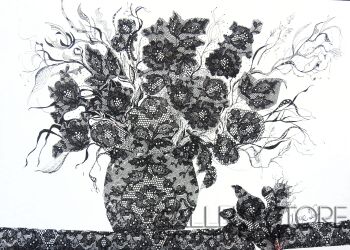 Alicja Wysocka-Kwiaty w koronce II-Technika mieszana