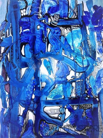 Alicja Wysocka-Niebieska abstrakcja-Technika mieszana