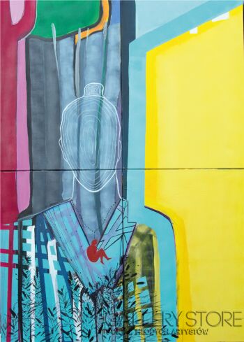 Aneta Lachendro-„Głuche szumy sosen…stacja 25” z cyklu Meridiany. Kwadryptyk( praca składa się z 4 obrazów)-Malarstwo