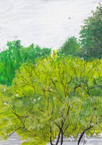 Angelika Mus-Nowak-Mokre drzewa za oknem-Rysunek
