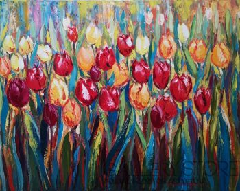 Anita Domeracka-Czerwone tulipany-Olej