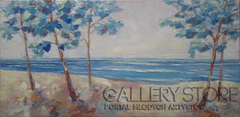 Anita Domeracka-Plaża z sosnami-Malarstwo