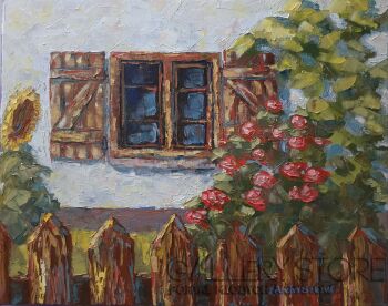 Anita Domeracka-Różanecznik i słonecznik-Malarstwo