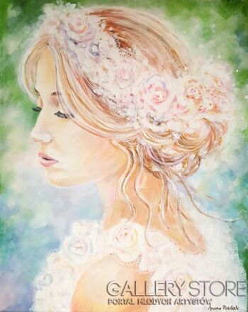 Anna Pawlak-"Dziewczyna w różanym wianku"-Akryl