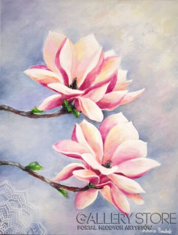 Anna Pawlak-"Kwiaty magnolii"-Akryl