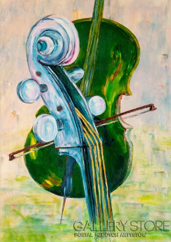 Barbara Skąpska-„ Zielona wiolonczela "-Malarstwo