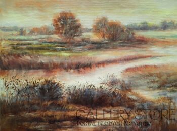 Barbara Trzeciak-Jesienny spacer nad Narwią-Malarstwo