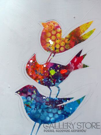 Barbara Zabłocka-kolorowe ptaki 1-Akryl