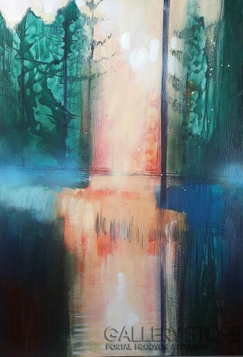 Barbara Zabłocka-za drzewami 1-Malarstwo