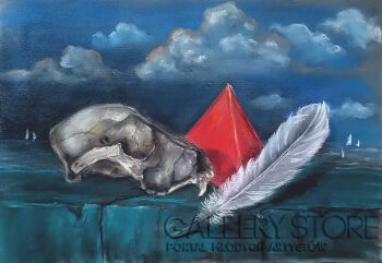 beata izbela wolak-Martwa natura z czaszką-Rysunek