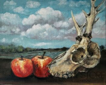 beata izbela wolak-Martwa natura z jabłkami-Malarstwo